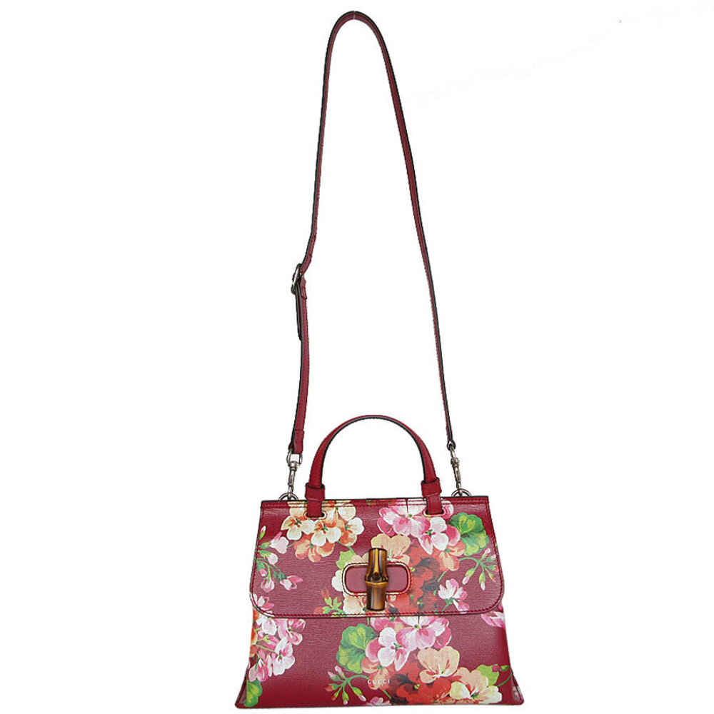 Gucci Red multicolored handbag leather Bloom shoulder Burgundy Flower silver